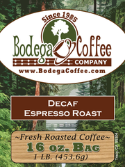 Decaf Bodega Espresso Roast label